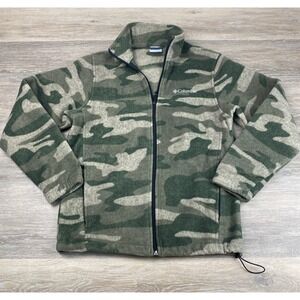 Columbia Fleece Full Zip Jacket Camouflage Camo Green‎ Mens Small